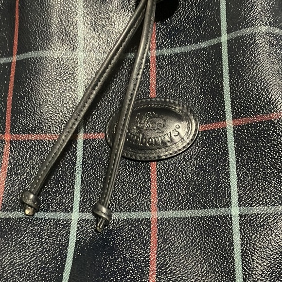 Authentic Vintage Burberrys Navy blue Plaid Leather Bucket bag with wallet - Picture 3 of 13